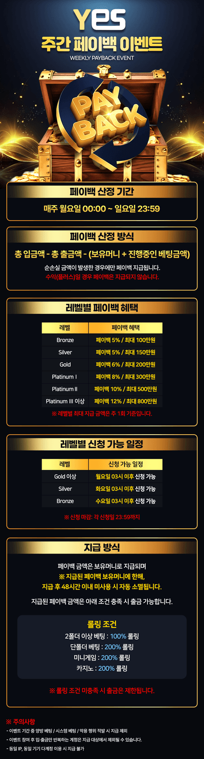 예스벳 - 페이벡 이벤트